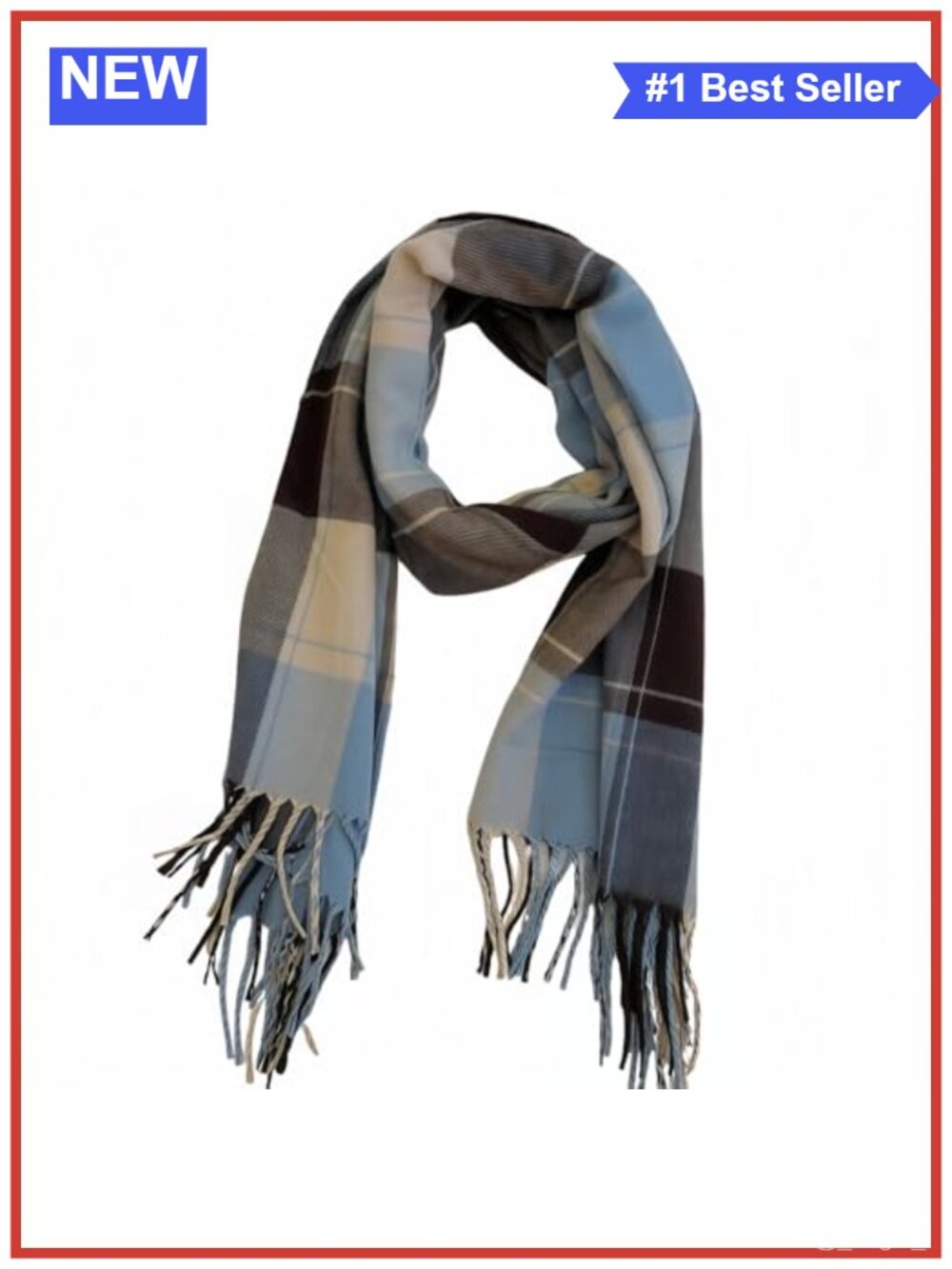 Btolin Plaid Winter Scarf for Women Soft Acrylic-Cotton Blend 74x20
